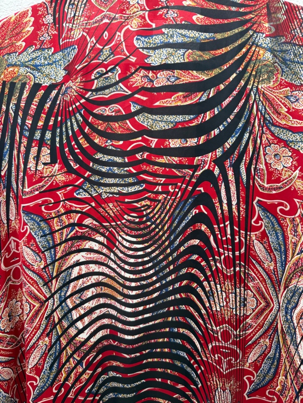 Joseph Ribkoff Red Multicolor Fringe Kimono - Picture 6 of 8